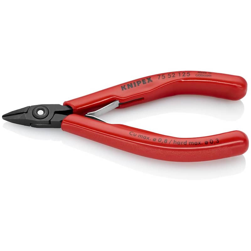 Pinzas diagonales de electrónica KNIPEX de 5 pulgadas con mangos de agarre de plástico - 75 52 125