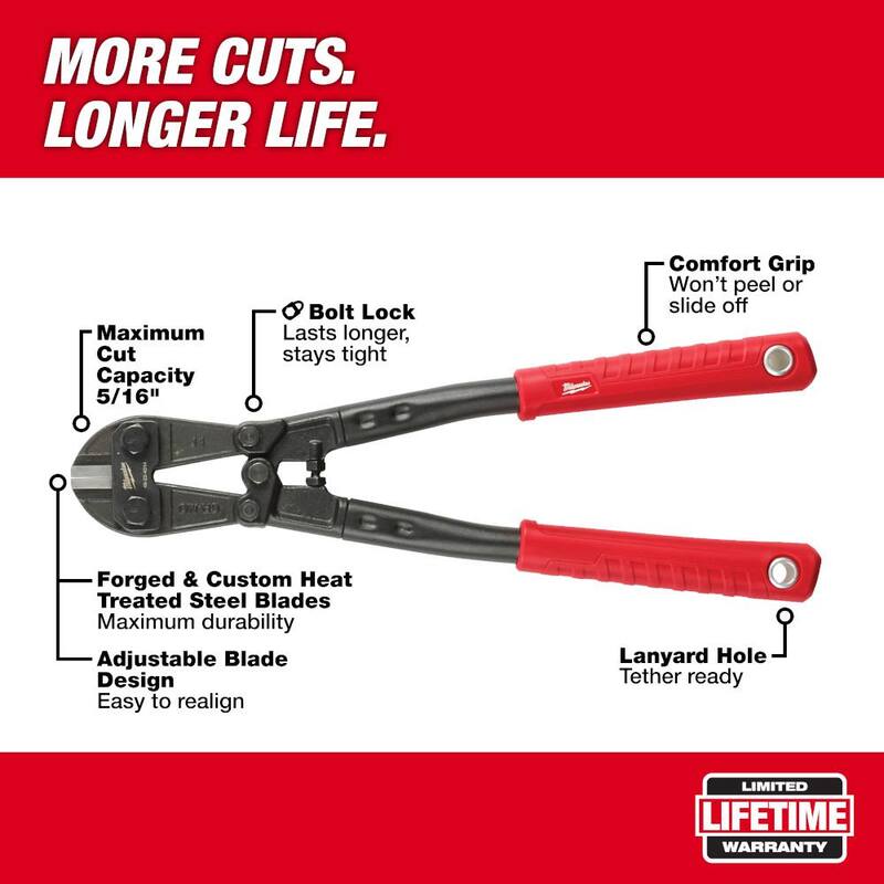 Cortador de pernos Milwaukee de 14 pulgadas con capacidad máxima de corte de 5/16 pulgadas - 48-22-4014