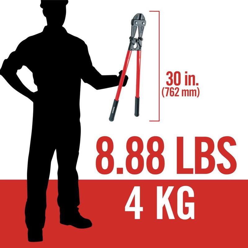 Cortador de pernos RIDGID de 30 pulgadas, modelo S30, de servicio pesado, con mandíbulas de acero aleado endurecido y empuñaduras de control, capacidad máxima de corte de 1/2 pulgada - 14228.