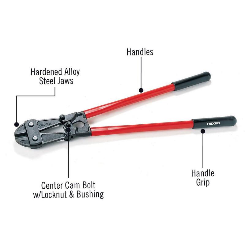 Cortador de pernos RIDGID de 30 pulgadas, modelo S30, de servicio pesado, con mandíbulas de acero aleado endurecido y empuñaduras de control, capacidad máxima de corte de 1/2 pulgada - 14228.