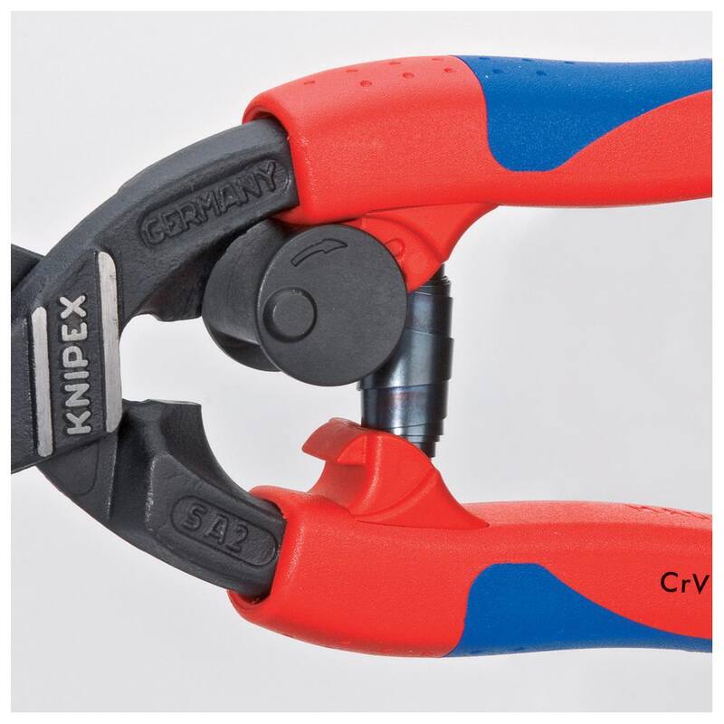KNIPEX 8 in. Cortadores de pernos CoBolt de alta palanca con mordaza dentada, resorte de retorno, empuñadura confort y enganche de amarre - 71 32 200 T BKA
