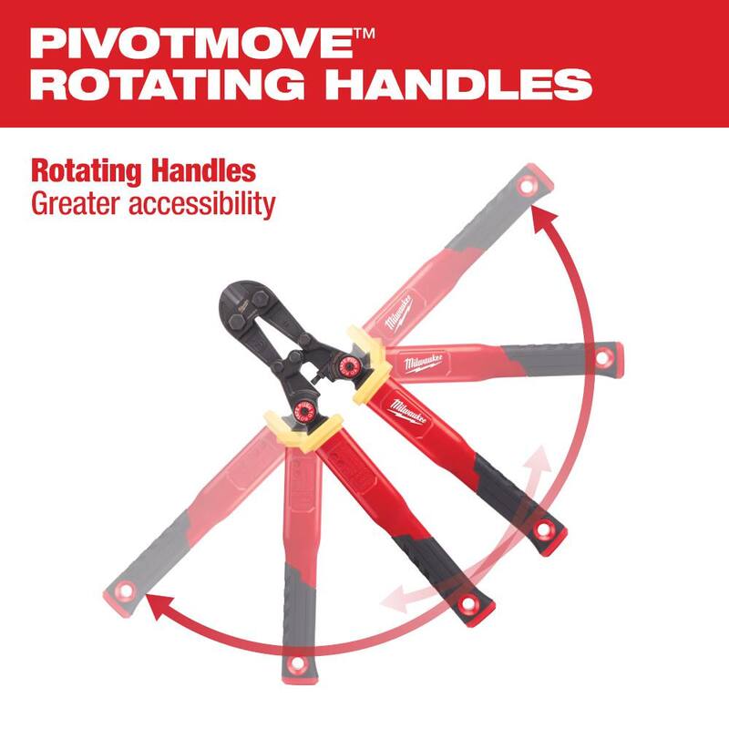 Cortador de pernos de fibra de vidrio Milwaukee de 24 pulgadas con mangos giratorios PIVOTMOVE y capacidad máxima de corte de 7/16 pulgadas - 48-22-4224.