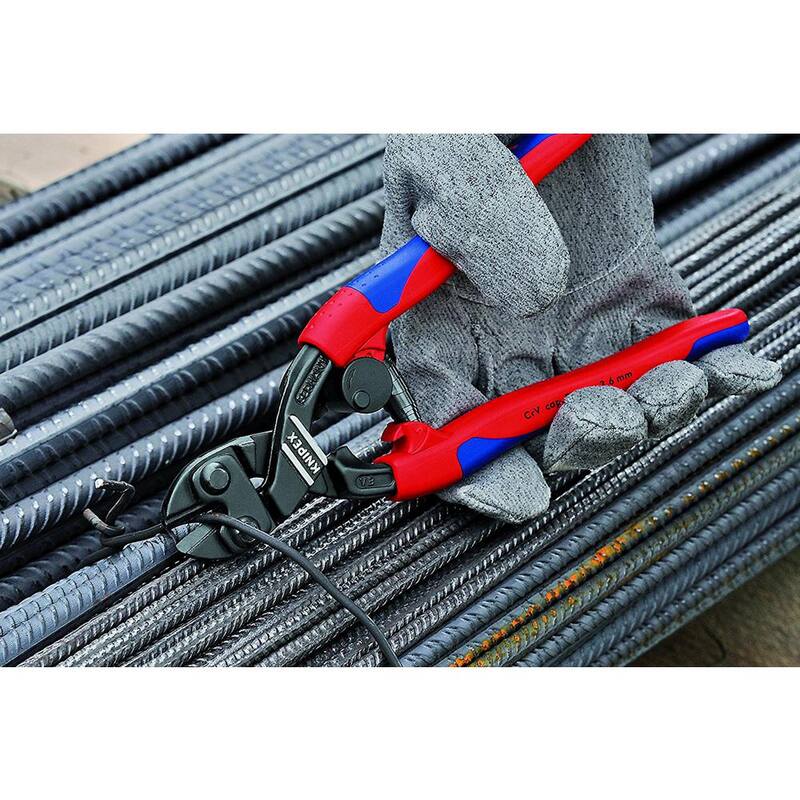 Cortador de pernos compacto de acción de palanca KNIPEX de 8 pulgadas con agarre cómodo - 71 12 200