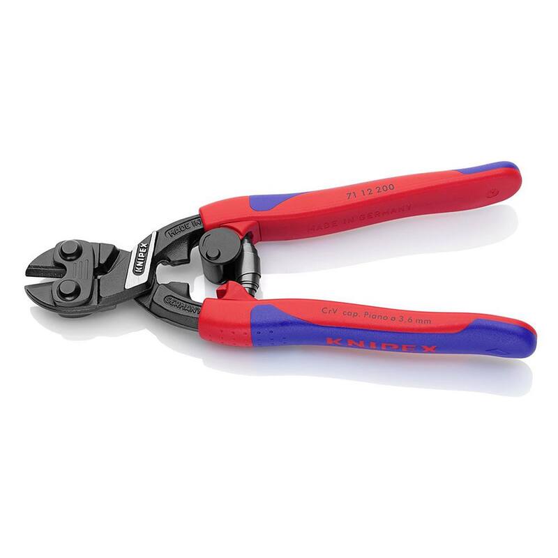 Cortador de pernos compacto de acción de palanca KNIPEX de 8 pulgadas con agarre cómodo - 71 12 200