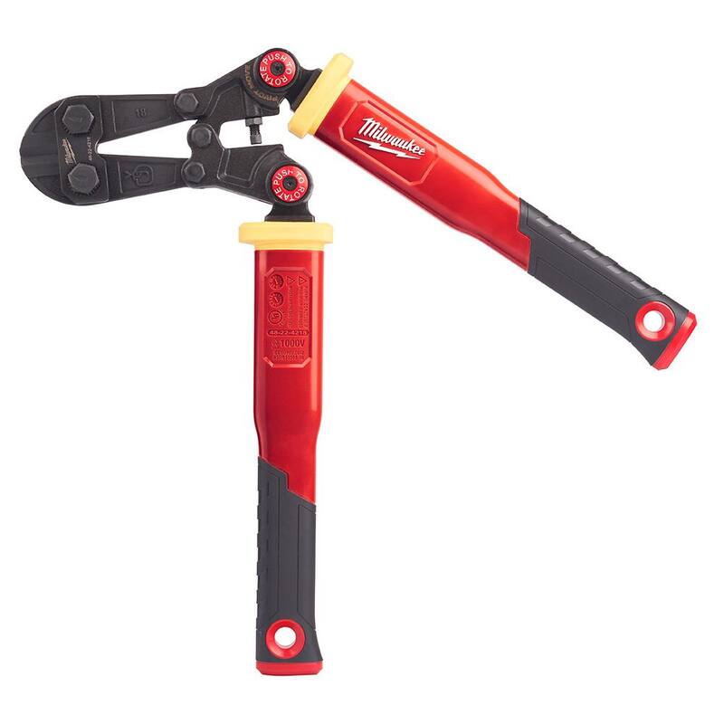 Cortador de pernos Milwaukee de 18 pulgadas con mango de fibra de vidrio y mangos rotativos PIVOTMOVE y capacidad máxima de corte de 3/8 de pulgada - 48-22-4218