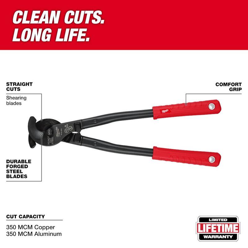 Cortador de pernos Milwaukee de 24 pulgadas con capacidad de corte máximo de 7/16 pulgadas con cortador de cable utilitario de 17 pulgadas (2 piezas) - 48-22-4024-48-22-4016.