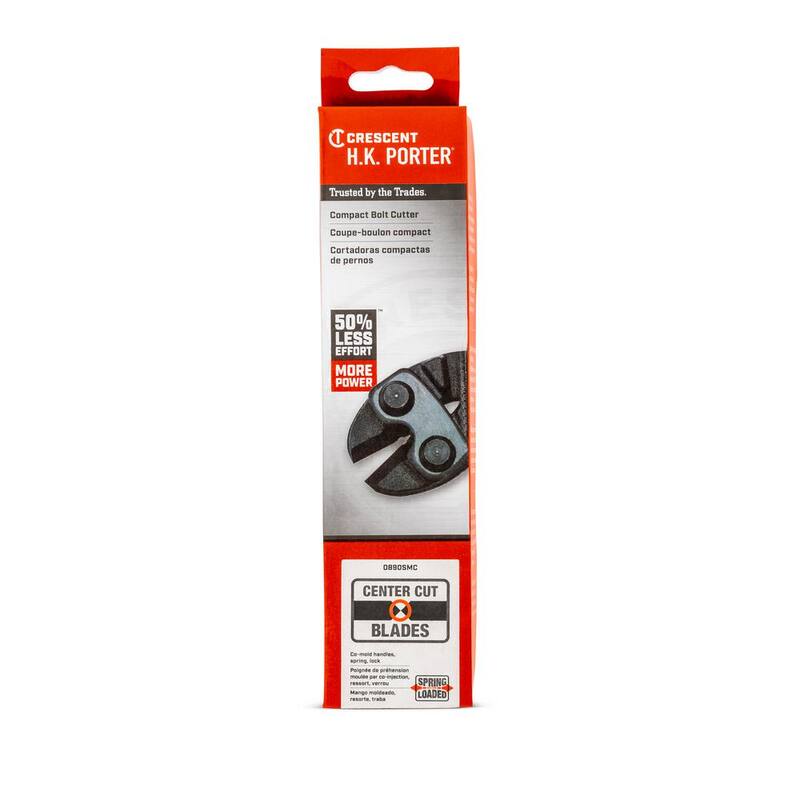 Cortador de pernos compacto Crescent H.K. Porter de 8.5 pulgadas con corte central y retorno de resorte con capacidad de corte máximo de 1/4 de pulgada - 0890SMC