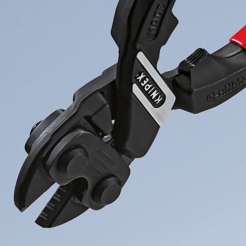 Cortador de pernos compacto de palanca de acción con cabeza angular KNIPEX de 8 pulgadas, acero forjado 64 HRC - 71 21 200