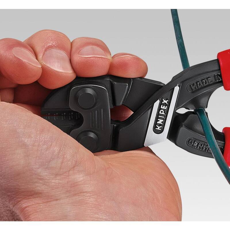 Cortador de pernos compacto de palanca de acción con cabeza angular KNIPEX de 8 pulgadas, acero forjado 64 HRC - 71 21 200