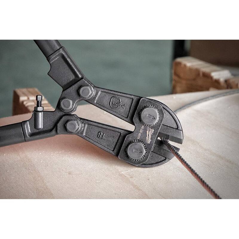 Cortador de pernos de 18 pulgadas de Milwaukee con capacidad máxima de corte de 3/8 pulgadas y alicates de alto apalancamiento con crimpadora - 48-22-4018-48-22-6100