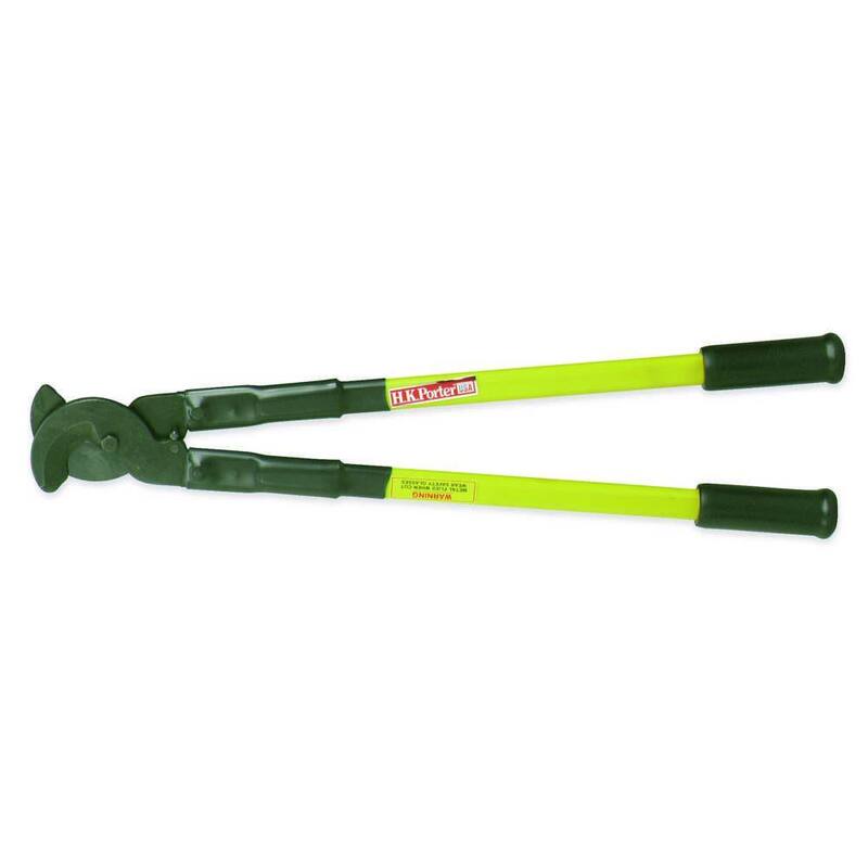 Cortadores de cables tipo tijera con mango de fibra de vidrio de 25 pulgadas de Crescent H.K. Porter, con capacidad de corte máximo de 1-3/8 pulgadas - 0290FCS