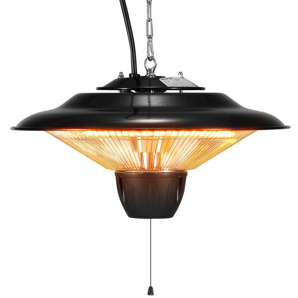 VEVOR Hanging Patio Heater, 1500W Outdoor/Indoor Electric Space Infrared Heater, IP34 Protection Ceiling Heater with 23.6 inch Pull Cord & 20 inch Adjustable Chain, for Porch,Patio,Dining Room,Studio - HWXJRQSXXG42ZRSYMV1