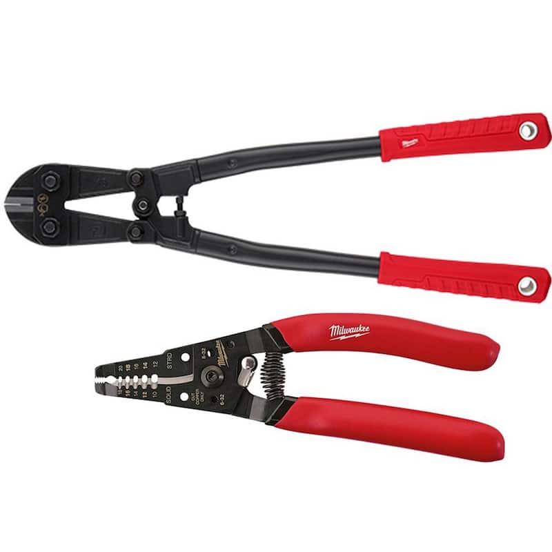 Cortador de pernos Milwaukee de 18 pulgadas con capacidad máxima de corte de 3/8 de pulgada y pelacables de 7 pulgadas - 48-22-4018-48-22-6109