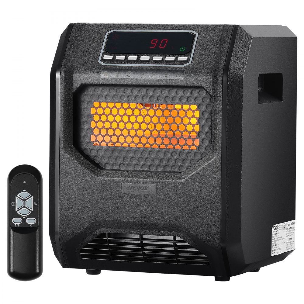 VEVOR Infrared Heater, 1500W Remote Control Electric Space Heater, LED Patio Heater w/ 3 Speeds & Timer & Overheat/Tip-Over Protection & Child Lock, for Bedroom,Living Room,Nursery,Studio,ABS - HWXJRQXXSX15AZ54IV1