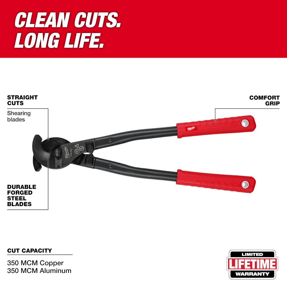 Cortador de pernos de 18 pulgadas de Milwaukee con capacidad máxima de corte de 3/8 de pulgada con cortador de cable de utilidad de 17 pulgadas (2 piezas) - 48-22-4018-48-22-4016.
