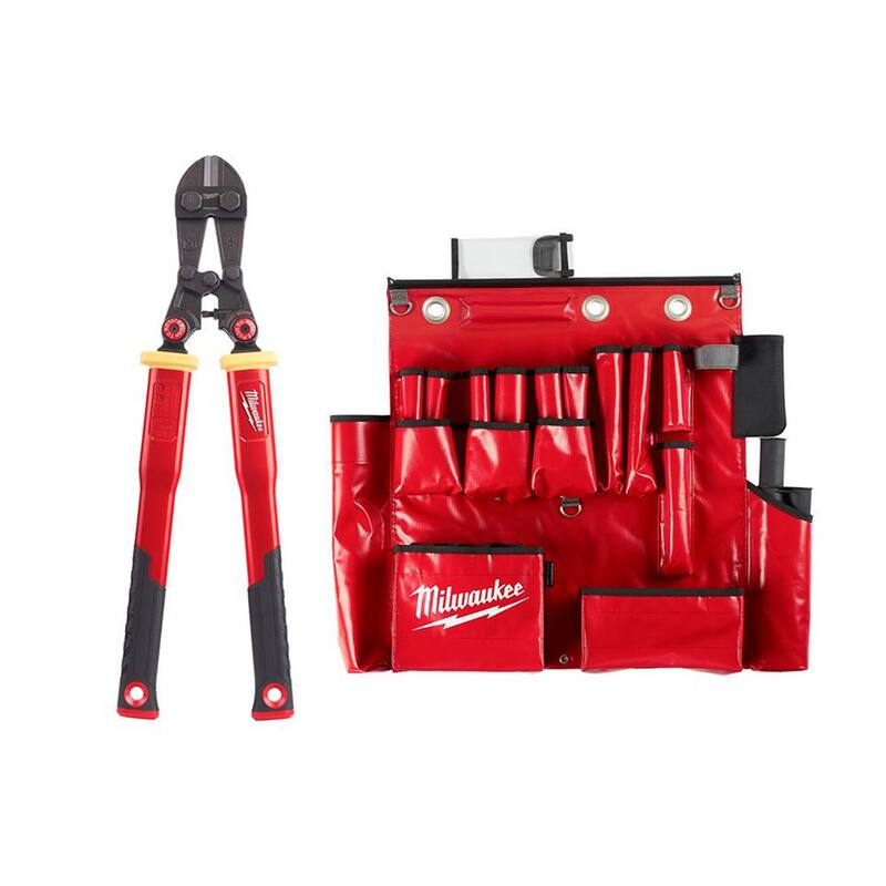 Delantal de herramientas aéreas para trabajadores en líneas eléctricas de Milwaukee con corta pernos de fibra de vidrio de 24 pulgadas con mangos rotativos PIVOTMOVE (2 piezas) - 48-22-4224-48-22-8290.