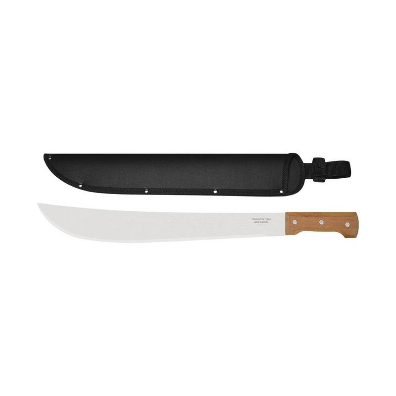Machete Tramontina de 18 pulgadas con hoja de Acero al Carbono y mango de madera con funda de nylon - 26621/218.