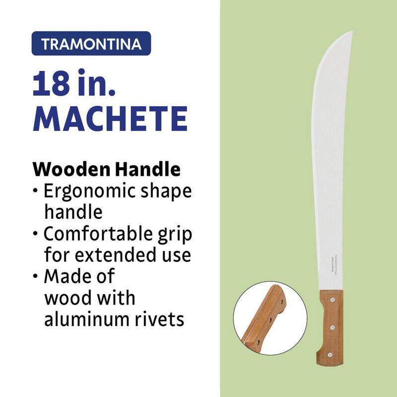 Machete Tramontina de 18 pulgadas con hoja de Acero al Carbono y mango de madera con funda de nylon - 26621/218.