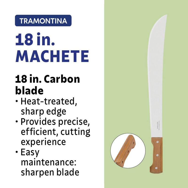 Machete Tramontina de 18 pulgadas con hoja de Acero al Carbono y mango de madera con funda de nylon - 26621/218.