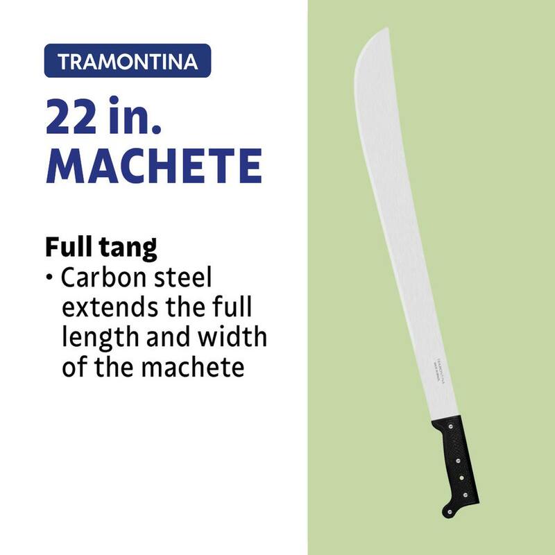 Machete Tramontina de 22 pulgadas con hoja de acero al carbono y mango de polipropileno negro con funda de nailon - 26616/222