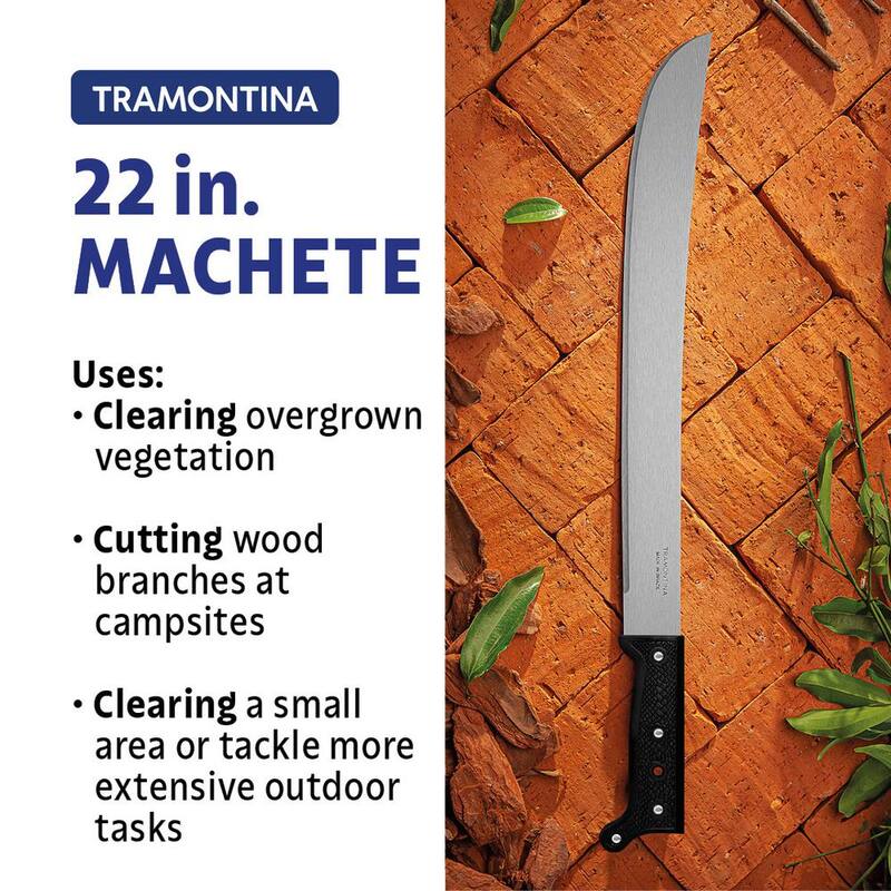 Machete Tramontina de 22 pulgadas con hoja de acero al carbono y mango de polipropileno negro con funda de nailon - 26616/222