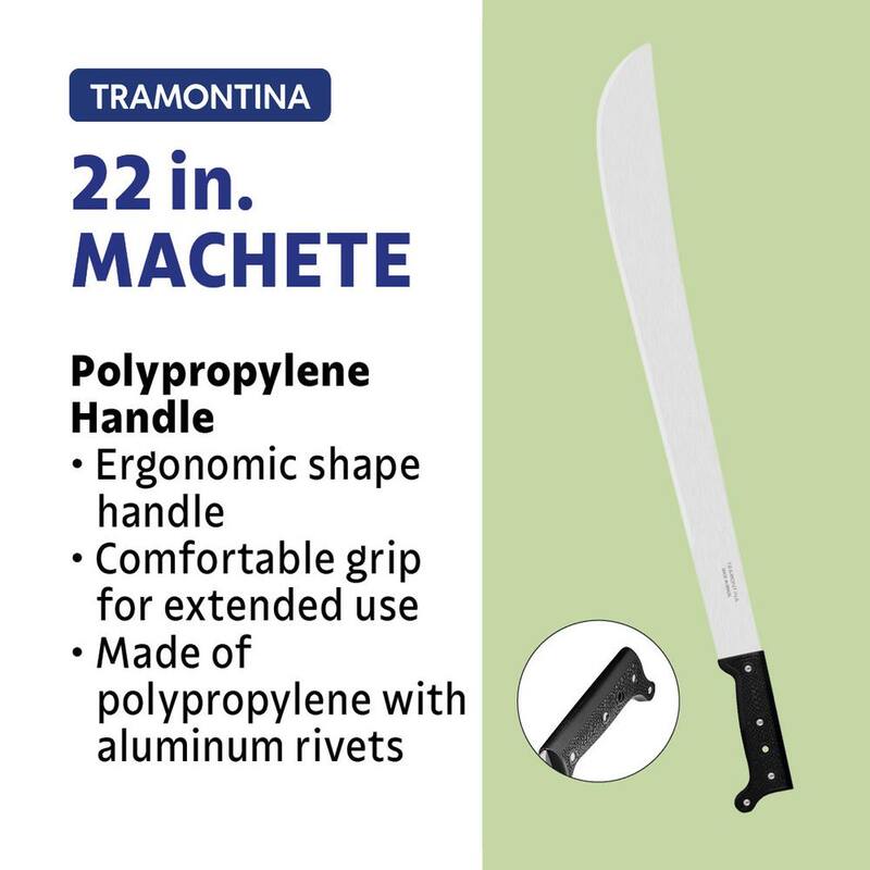 Machete Tramontina de 22 pulgadas con hoja de acero al carbono y mango de polipropileno negro con funda de nailon - 26616/222