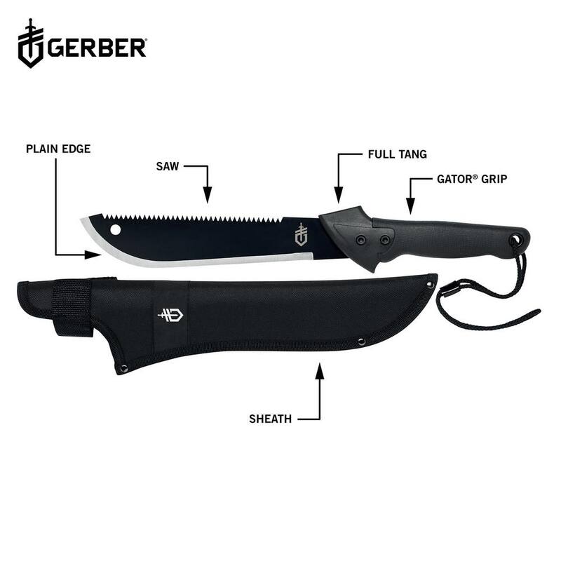 Machete Gerber Gator Jr con hoja de 10.75 pulgadas (incluye funda) - 31-003494N