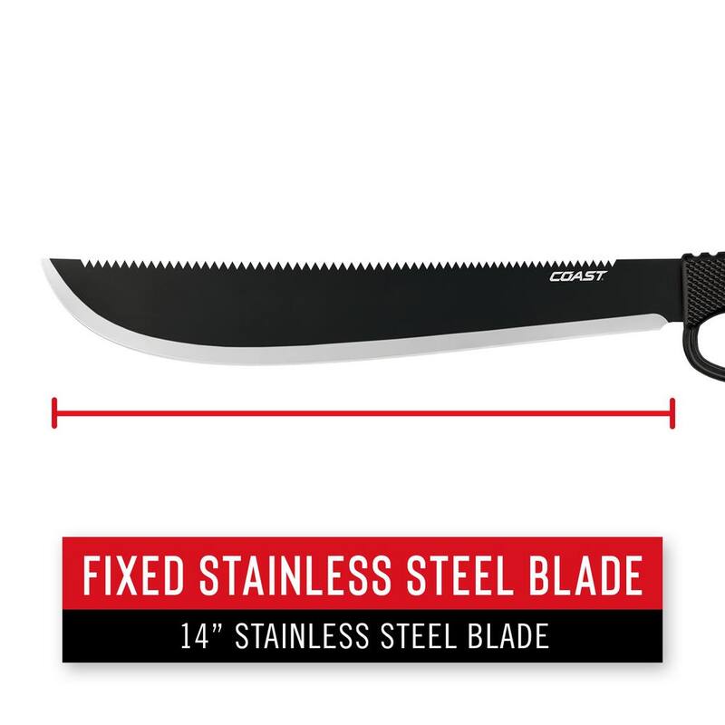 Machete de acero inoxidable Full-Tang de 14 pulgadas Coast F1400 con funda de nylon - 21629