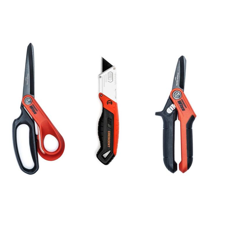 Tijeras de corte Crescent Pro, tijeras de servicio y juego de herramientas de cuchillo utilitario plegable (3 piezas) - CW7T10TMKF2CMB