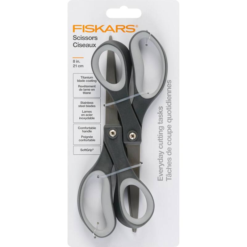 Tijeras de titanio Fiskars Everyday de 8 pulgadas con SoftGrip (2 piezas) - 1067266