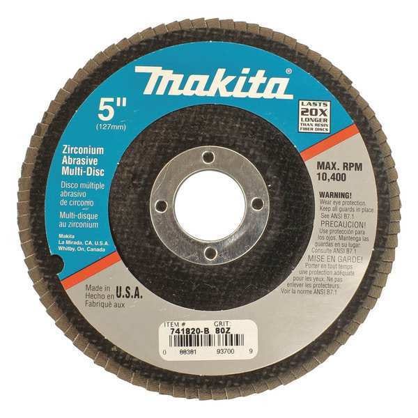 Makita Multi-Disc, 5" x 7/8", 80 Grit, Paquete de 10 - 741820-B-10