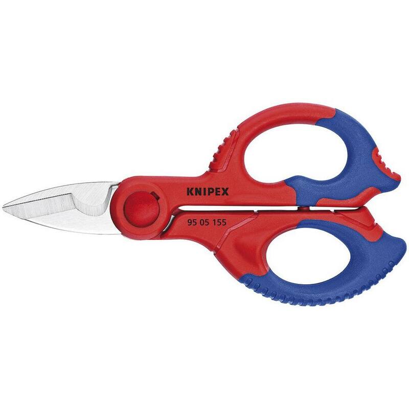 Tijeras de electricista KNIPEX de 6-1/4 pulgadas con agarre cómodo y funda - 95 05 155 SBA