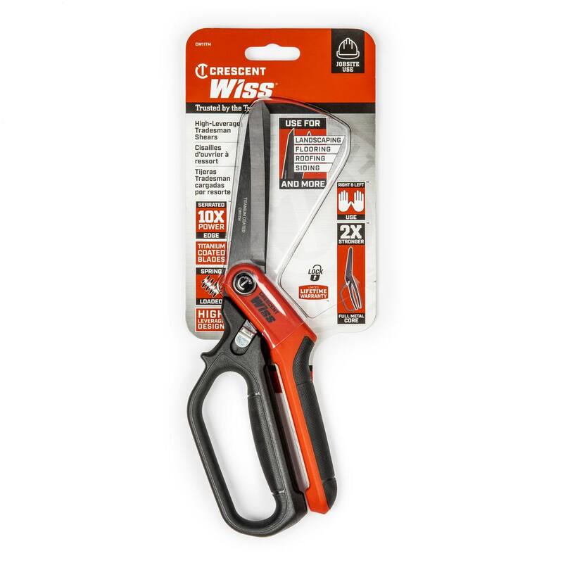 Tijeras Crescent Wiss de 11 pulgadas para trabajadores de oficios pesados con recubrimiento de titanio de un solo anillo - CW11TM