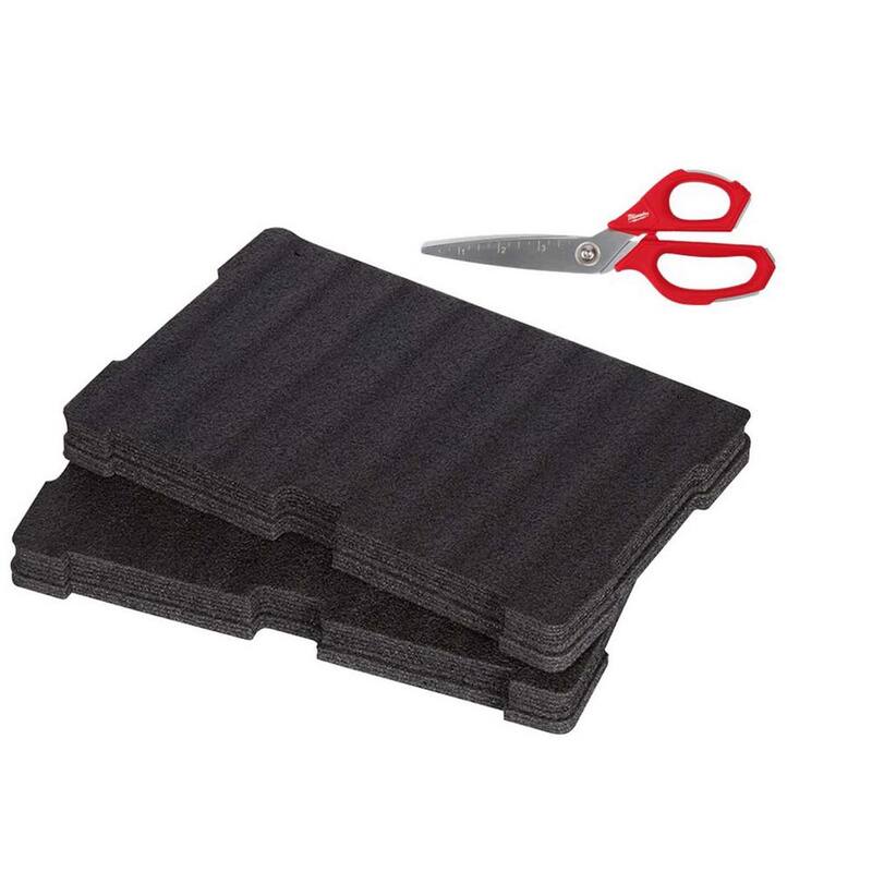Tijeras rectas para sitio de trabajo en Milwaukee con inserto de espuma personalizable para caja de herramientas PACKOUT (paquete de 2) - 48-22-4046-48-22-8451