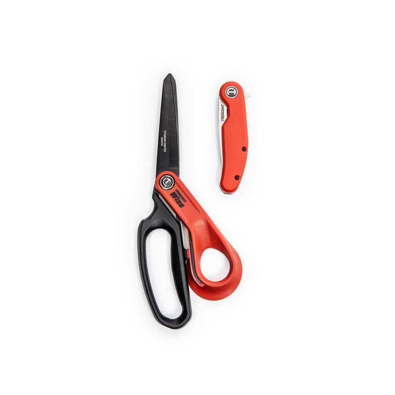 Conjunto de Tijeras de Trabajo Pesado Crescent Wiss de 10 pulgadas con Recubrimiento de Titanio y Cuchillo de Bolsillo de Punta de Gota de Acero de 3.25 pulgadas (2 piezas) - CW10TM325CR.