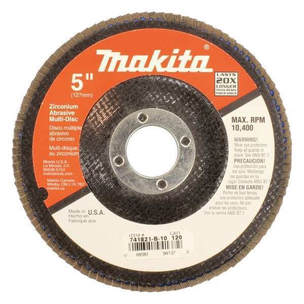 Makita Multi-Disc, 5" x 7/8", 120 Grit, Paquete de 10 - 741821-B-10