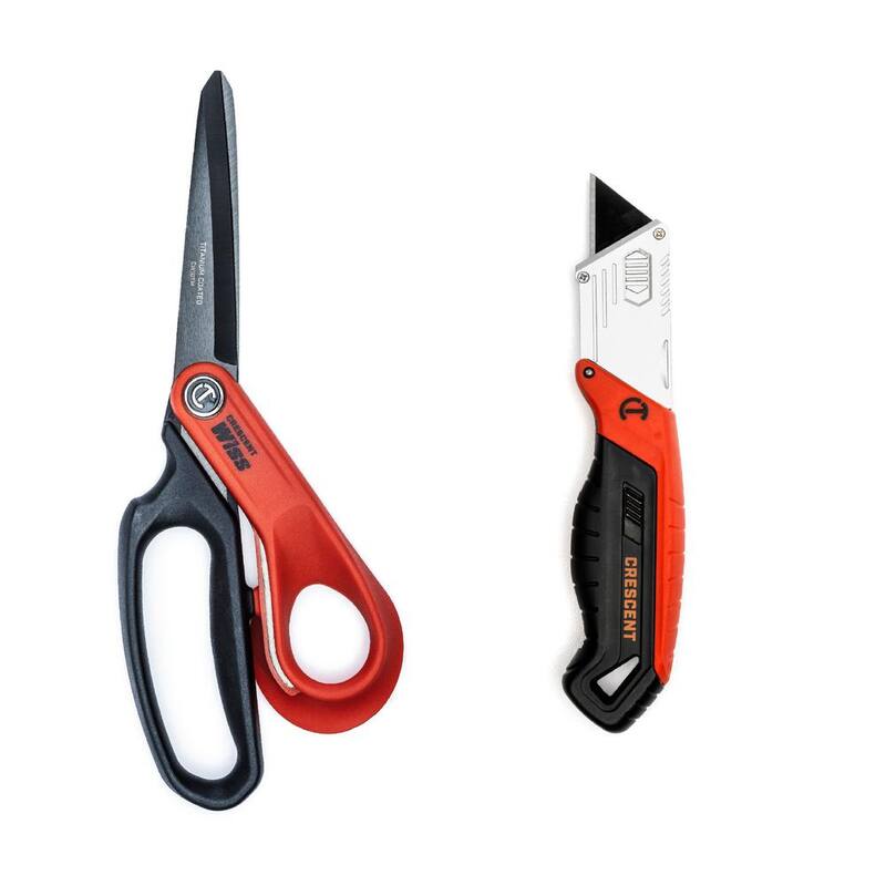 Combinación de tijeras rectas y navaja utilitaria plegable todo uso Crescent (2 piezas) - CTKF2CW10TMCMB