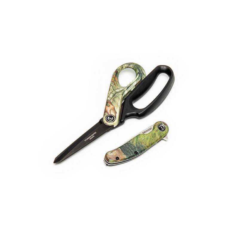 Tijeras de utilidad con camuflaje Crescent y cuchillo de bolsillo con camuflaje de 3.25 pulgadas paquete de bonificación (2 piezas) - CW10TMC325CC