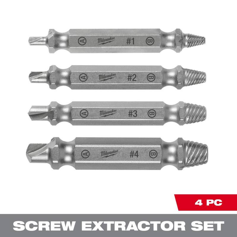 Juego de Extractores de Tornillos de Acero Milwaukee M2 (4 Piezas) - 49-57-9001