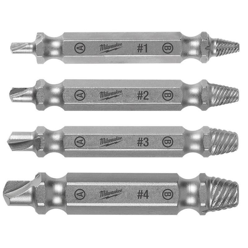 Juego de Extractores de Tornillos de Acero Milwaukee M2 (4 Piezas) - 49-57-9001