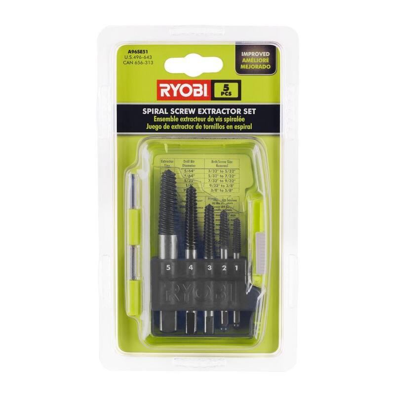 RYOBI Set de Extractores de Tornillos en Espiral (5 Piezas) - A96SE51