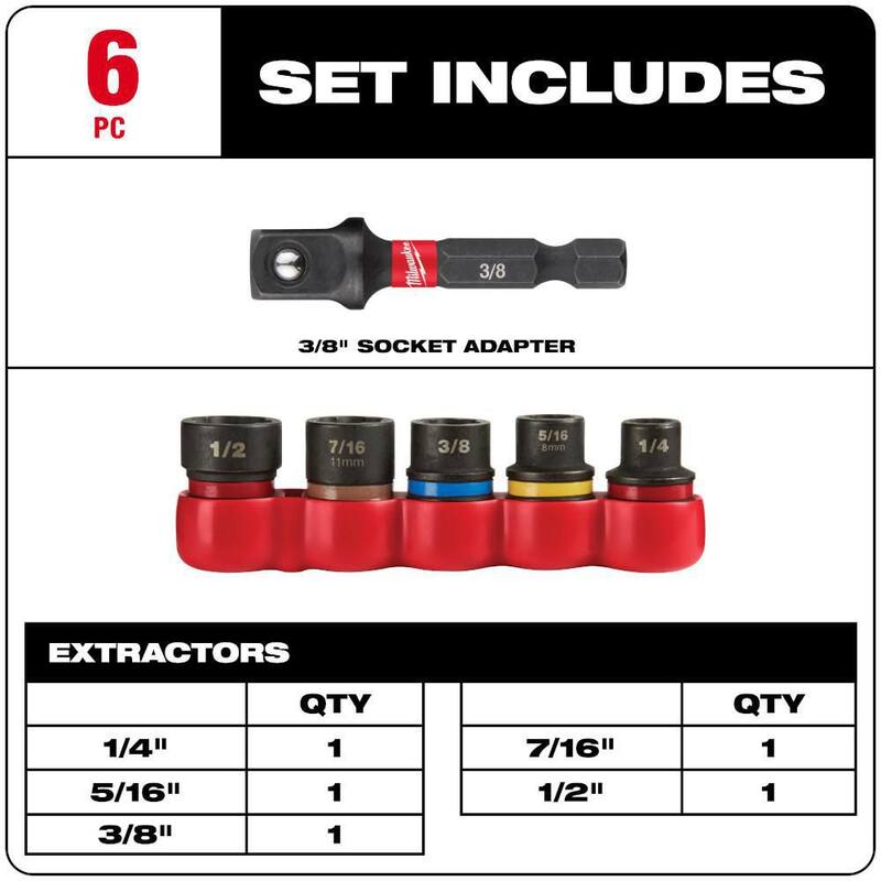 Juego de extractores Milwaukee SHOCKWAVE Impact Duty (6 piezas) - 48-32-8000