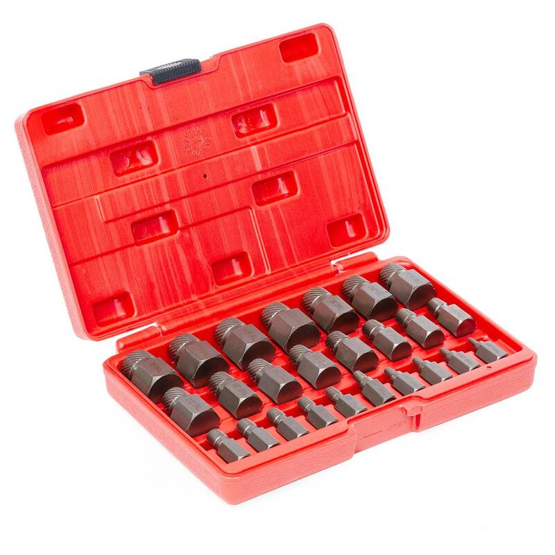 STARK USA Juego de extractores de tornillos de múltiples estrias con cabeza hexagonal, llave de vaso y removedor de pernos (25 piezas) - 33604-H1