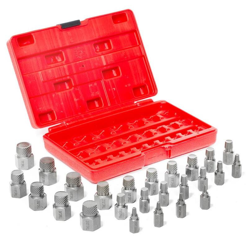 STARK USA Juego de extractores de tornillos de múltiples estrias con cabeza hexagonal, llave de vaso y removedor de pernos (25 piezas) - 33604-H1
