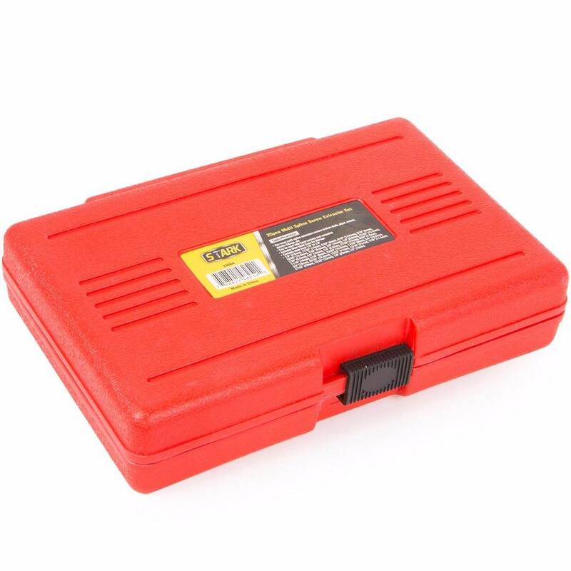 STARK USA Juego de extractores de tornillos de múltiples estrias con cabeza hexagonal, llave de vaso y removedor de pernos (25 piezas) - 33604-H1