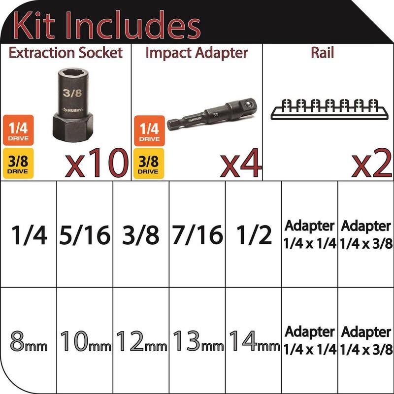 Juego de extracción dual en sistema métrico/SAE para Husky (14 piezas) - HXTRAC7PCCOMBO