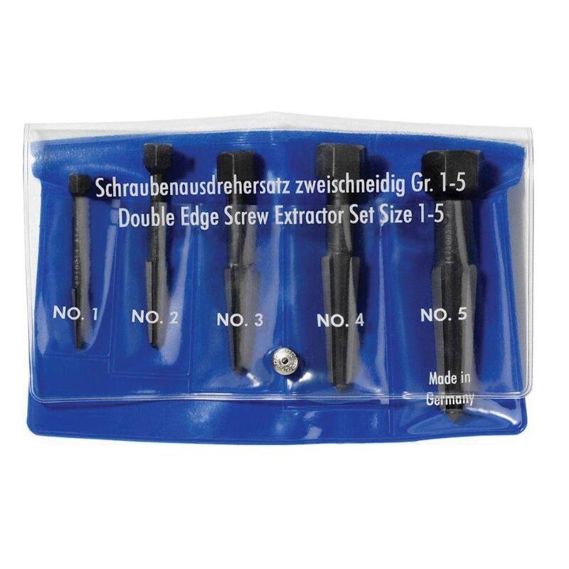 Extrator de tornillos de doble filo Rennsteig, juego de 5 piezas (tamaño 1-5 en estuche) - 9R 471 900 3