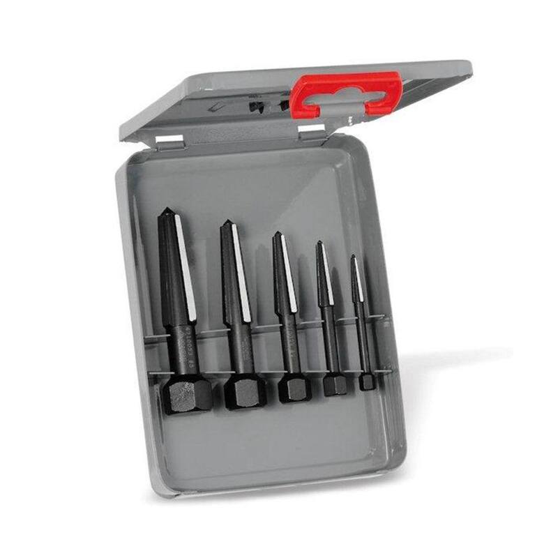 Estuche de metal Rennsteig Size 1-5, juego de 5 extractores de tornillo de doble filo - 9R 471 901 3.