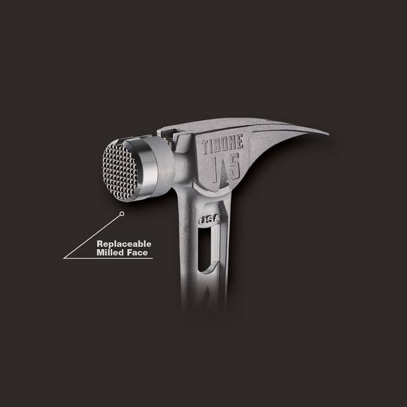 Martillo Stiletto de 15 oz. TiBone con cara estriada y mango curvo - TIB15MC