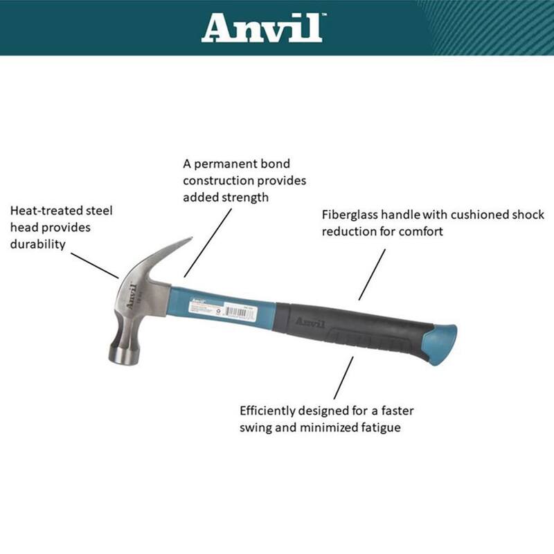 Martillo de garra de fibra de vidrio de 16 oz Anvil - 99973